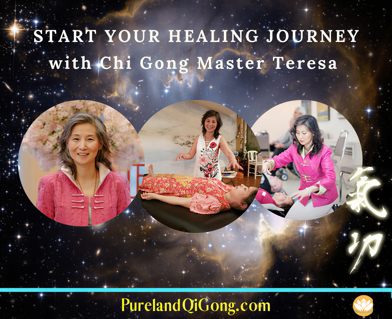 1-daagse leer hoe je Fa Chi-heling naar anderen kunt sturen met Pureland Qi Gong® met generatiemeester Teresa Yeung