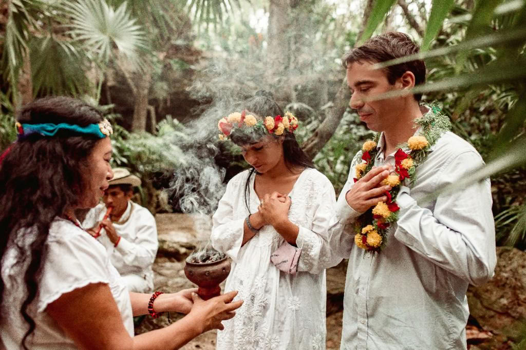 Traditionele Maya-huwelijksverbintenisceremonie