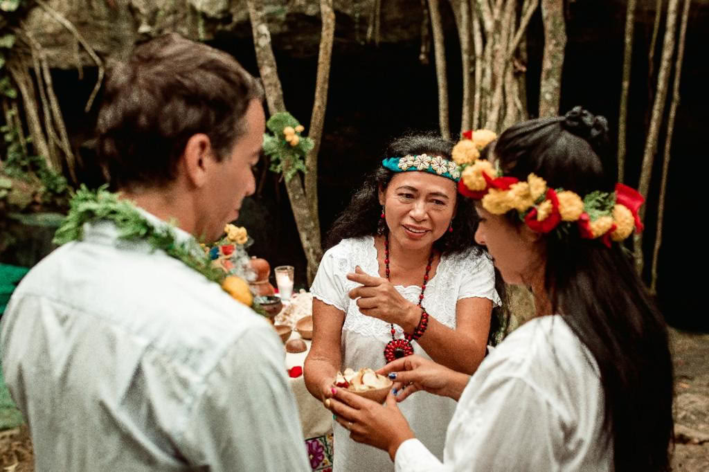 Traditionele Maya-huwelijksverbintenisceremonie