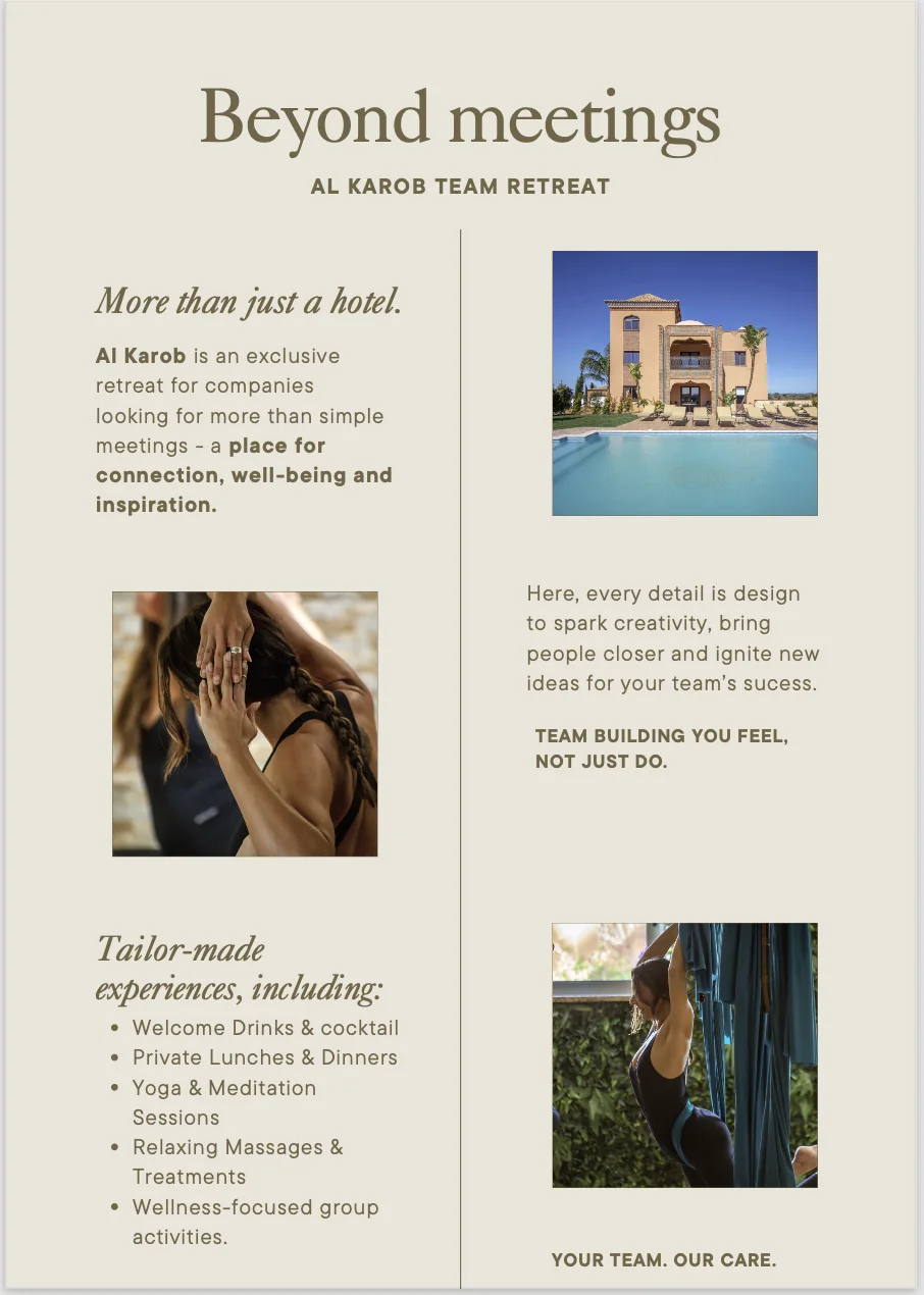 Verder dan vergaderingen: ontdek het Al Karob-teamretreat