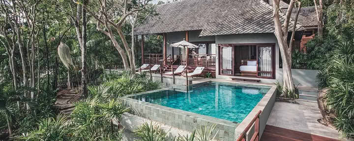 Villa aan het zwembad aan het strand (1 of 2 slaapkamers)